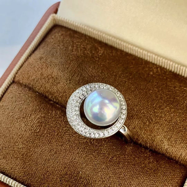 Jupiter Ring-9-10mm AAAA Gem-quality freshwater pearl ring