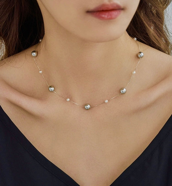 Interstellar 18K Gold Necklace: 6-7mm AAA+ High-quality Akoya Sea Pearls