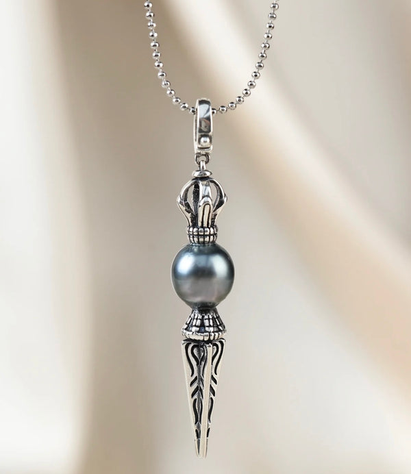 Men's Vajra Necklace: 10mm Tahiti Baroque Pearl