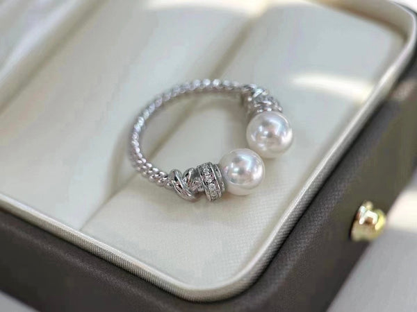 Twist Ring for both men and women: 4-5mm AAA+ High-quality Freshwater pearls