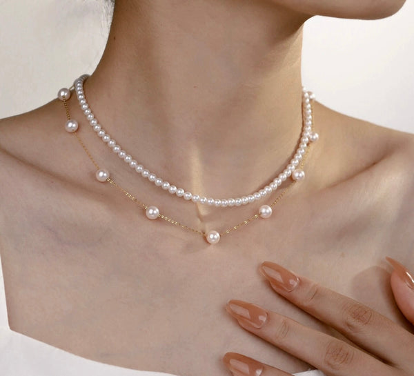 Starry Necklace Set: 3-4mm AAAA Gem-quality Freshwater Pearls Necklace Set